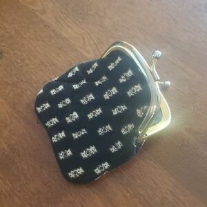Vera Bradley Black Quilted Coin Purse with Gold Frame & Kiss-lock Clasp